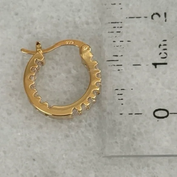 NEW STOCK Gold Princess Stacked Crystal All Around Pave Hoop Earrings - Picture 2 of 5